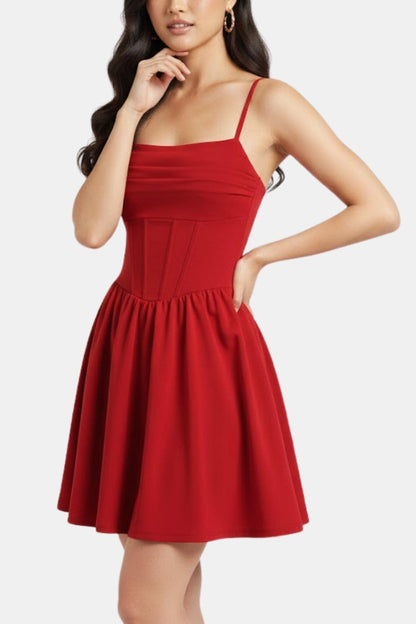 Robe Mini Avec Corsage Froncé Et Jupe Évasée Pour Femme | Idéal Pour Soirées Et Célébrations