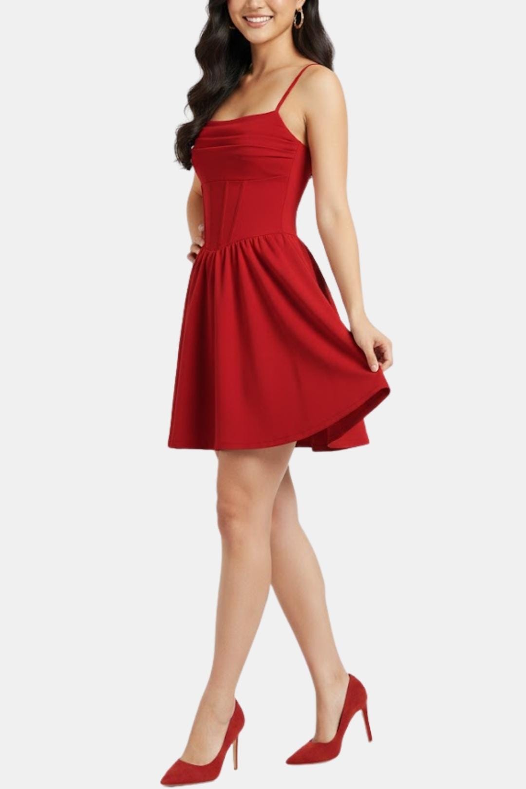 Robe Mini Avec Corsage Froncé Et Jupe Évasée Pour Femme | Idéal Pour Soirées Et Célébrations