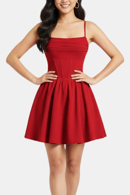 Robe Mini Avec Corsage Froncé Et Jupe Évasée Pour Femme | Idéal Pour Soirées Et Célébrations