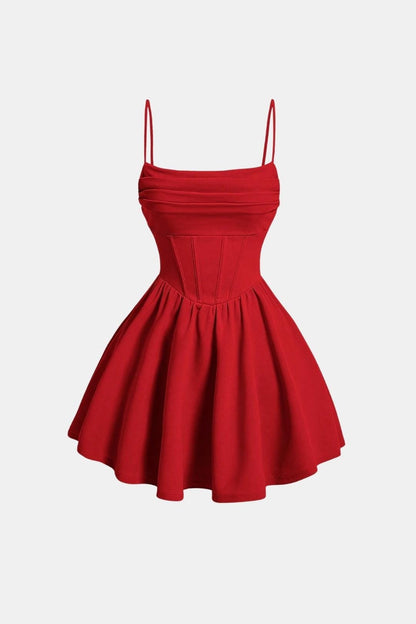 Robe Mini Avec Corsage Froncé Et Jupe Évasée Pour Femme | Idéal Pour Soirées Et Célébrations
