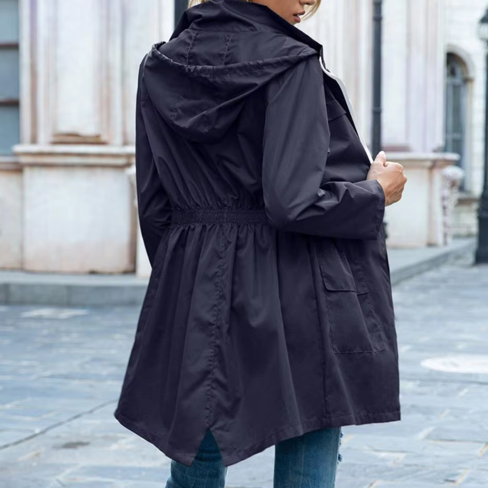 Veste mi-longue à capuche pour femmes