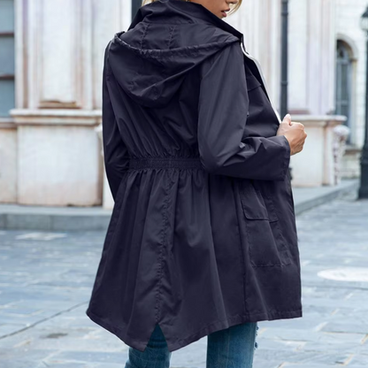 Veste mi-longue à capuche pour femmes