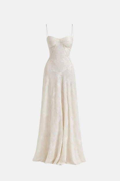 Robe Longue Avec Corsage Structuré Et Imprimé Floral Pour Femme | Idéale Pour Le Printemps Et Les Occasions Formelles