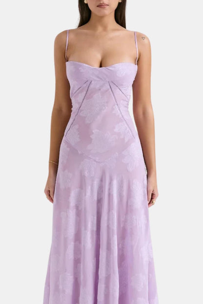 Robe Longue Avec Corsage Structuré Et Imprimé Floral Pour Femme | Idéale Pour Le Printemps Et Les Occasions Formelles