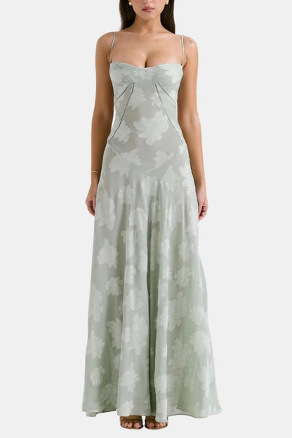 Robe Longue Avec Corsage Structuré Et Imprimé Floral Pour Femme | Idéale Pour Le Printemps Et Les Occasions Formelles