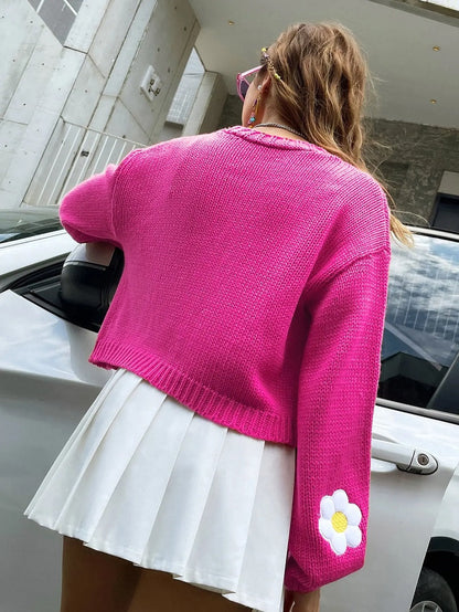 Cardigan à Motif Floral avec Manches Lanterne pour Femmes | Ideal for Mi-Saison et Usage Quotidien
