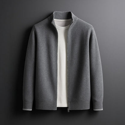 Cardigan zippé à col montant et bordures contrastées pour homme | Idéal pour l'automne