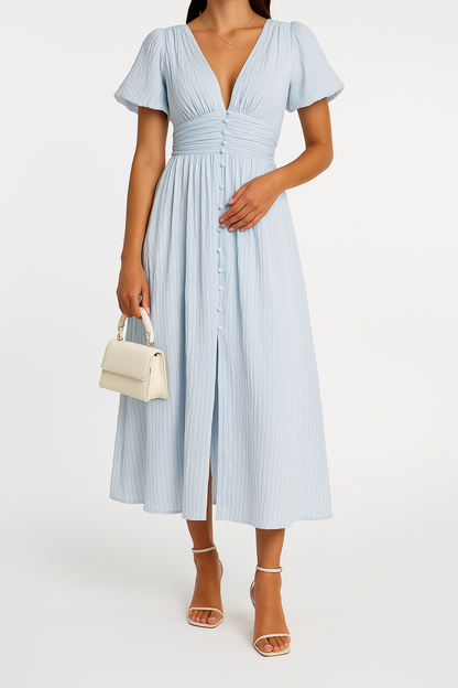 Robe Longue Fluide Avec Boutons Sur Le Devant Et Manches Longues Pour Femmes | Idéale Pour Toutes Les Saisons