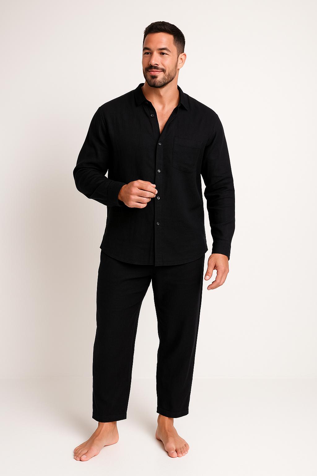 Ensemble homme avec Chemise à Coupe Décontractée et Pantalon Droit | Idéal pour Les Journées Estivales