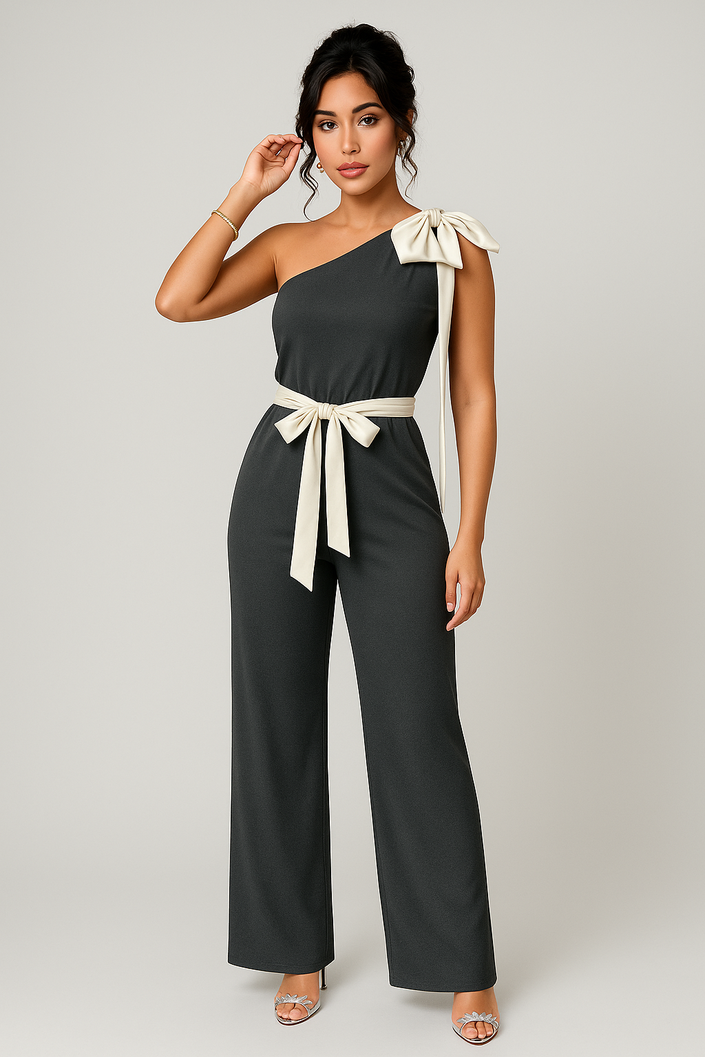 Combinaison One-Shoulder Avec Ceinture À Nouer Pour Femme | Idéale Pour Les Occasions Habillées
