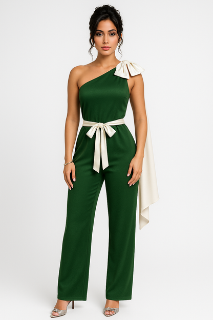 Combinaison One-Shoulder Avec Ceinture À Nouer Pour Femme | Idéale Pour Les Occasions Habillées