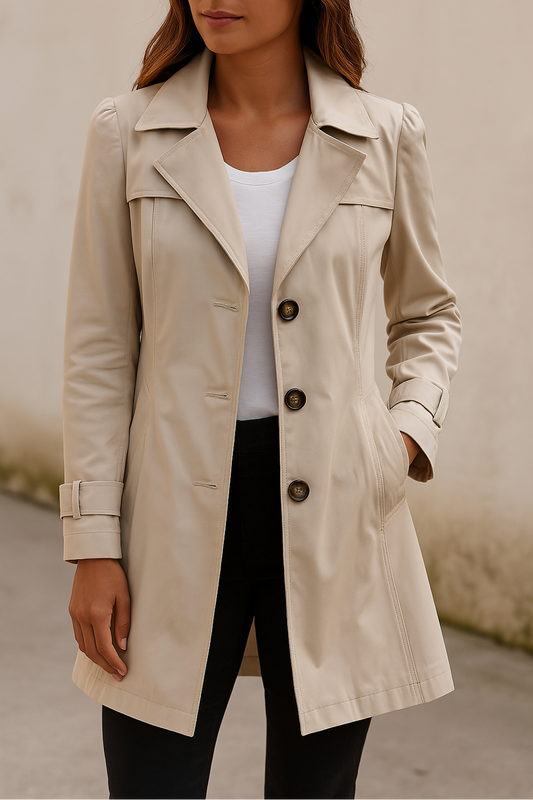 Trench-Coat Avec Fermeture À Double Boutonnage Et Col Classique Pour Femme | Idéal Pour Le Printemps Et L’Automne