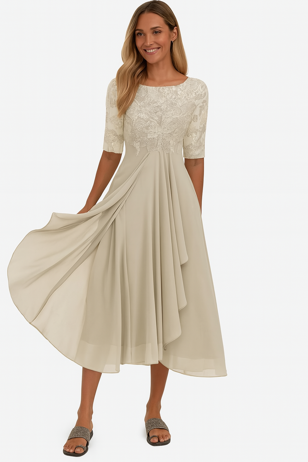 Robe Midi Cache-Cœur avec Coupe Croisée pour Femme | Idéale pour Occasions Estivales