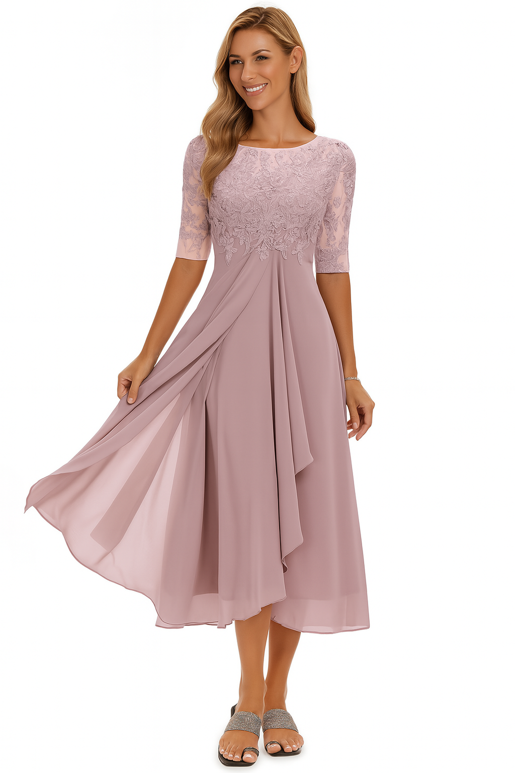 Robe Midi Cache-Cœur avec Coupe Croisée pour Femme | Idéale pour Occasions Estivales
