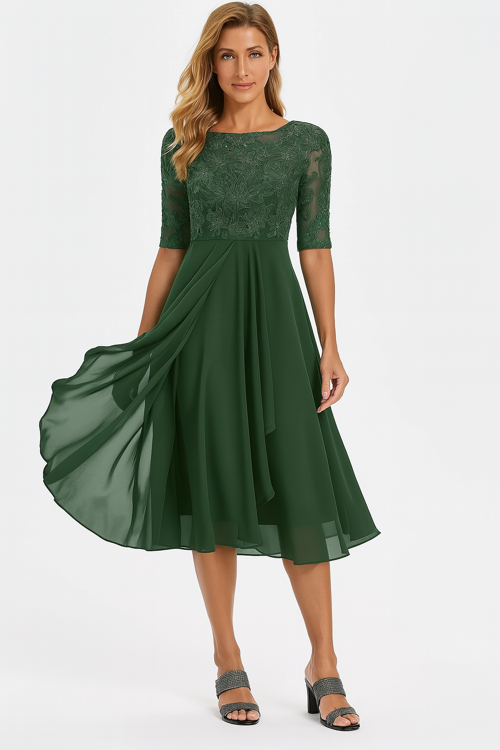 Robe Midi Cache-Cœur avec Coupe Croisée pour Femme | Idéale pour Occasions Estivales