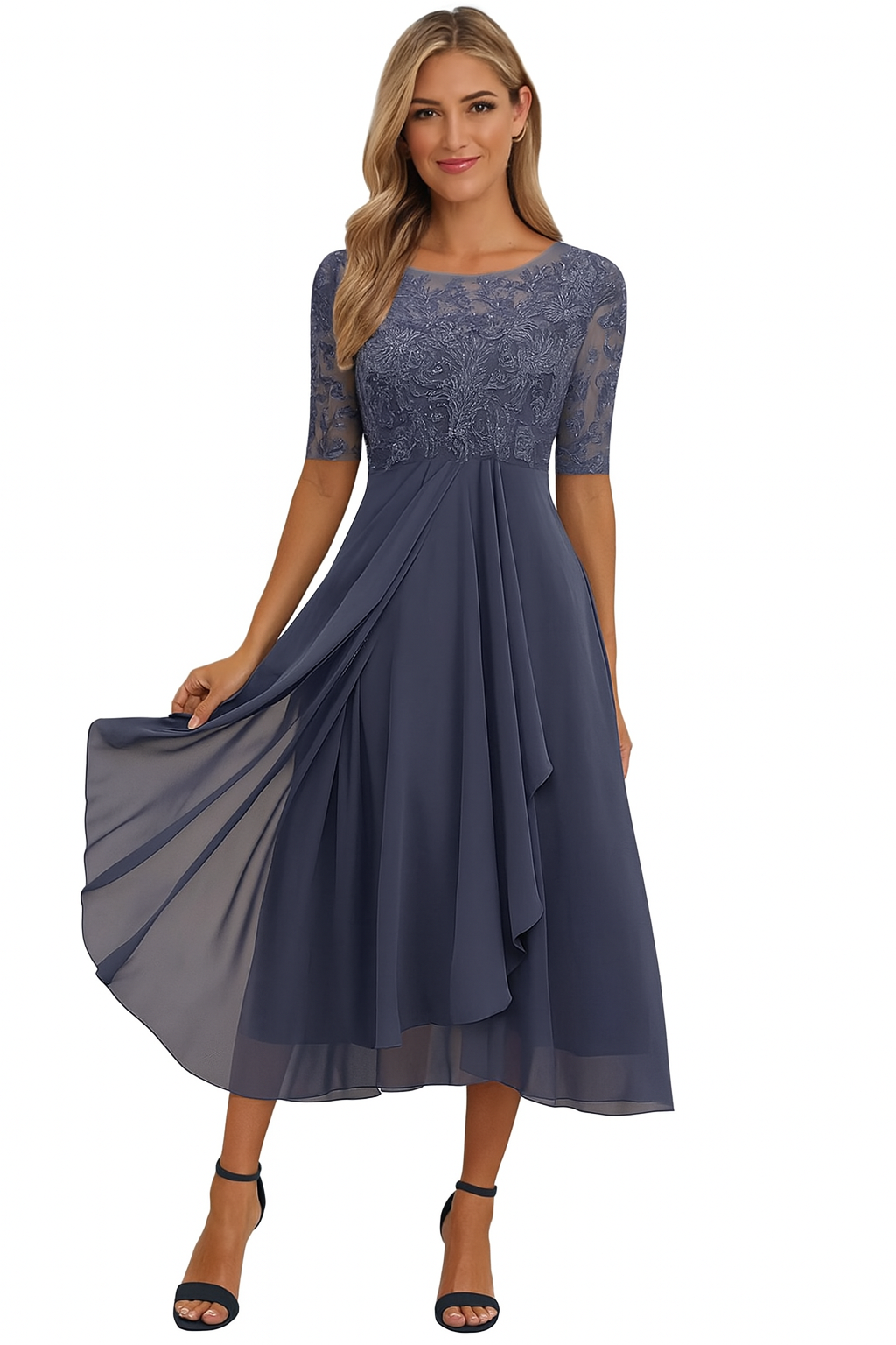 Robe Midi Cache-Cœur avec Coupe Croisée pour Femme | Idéale pour Occasions Estivales