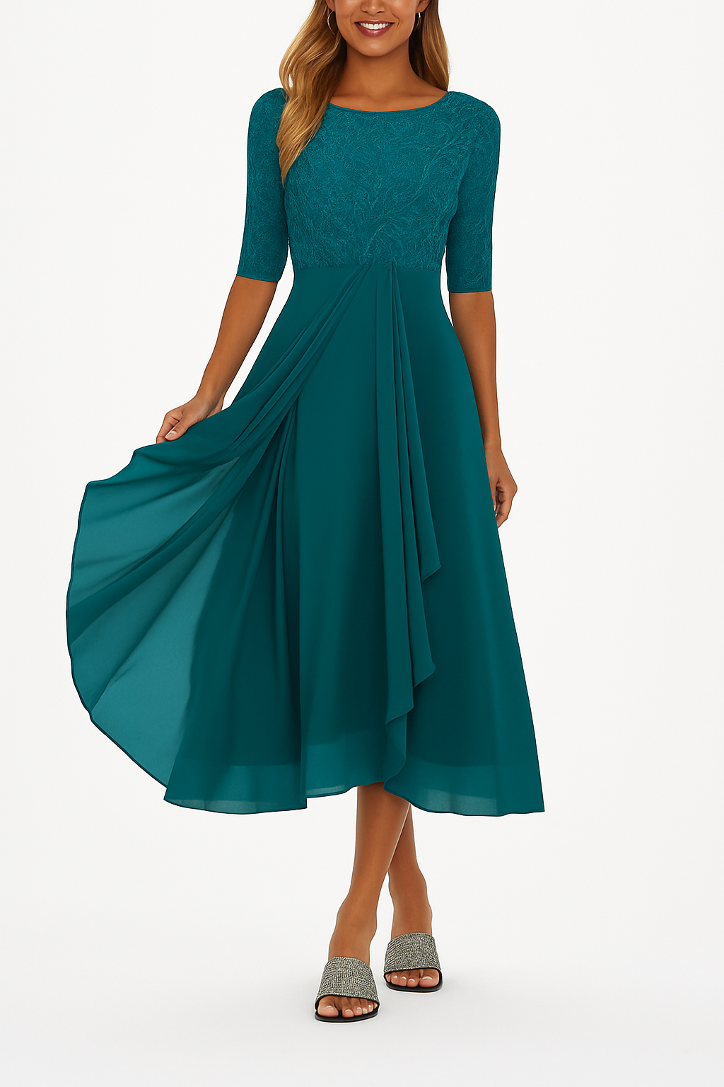 Robe Midi Cache-Cœur avec Coupe Croisée pour Femme | Idéale pour Occasions Estivales