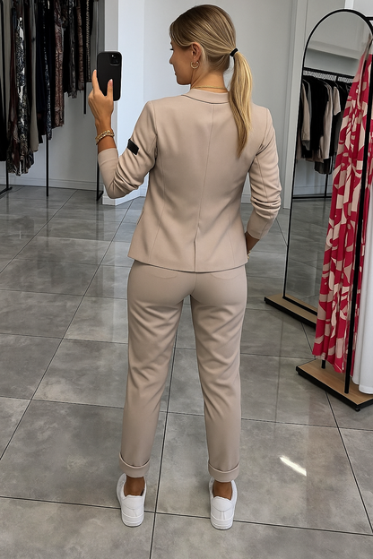 Ensemble Blazer Léger Et Pantalon À Taille Élastique Pour Femme | Idéal Pour Un Usage Professionnel Et Quotidien