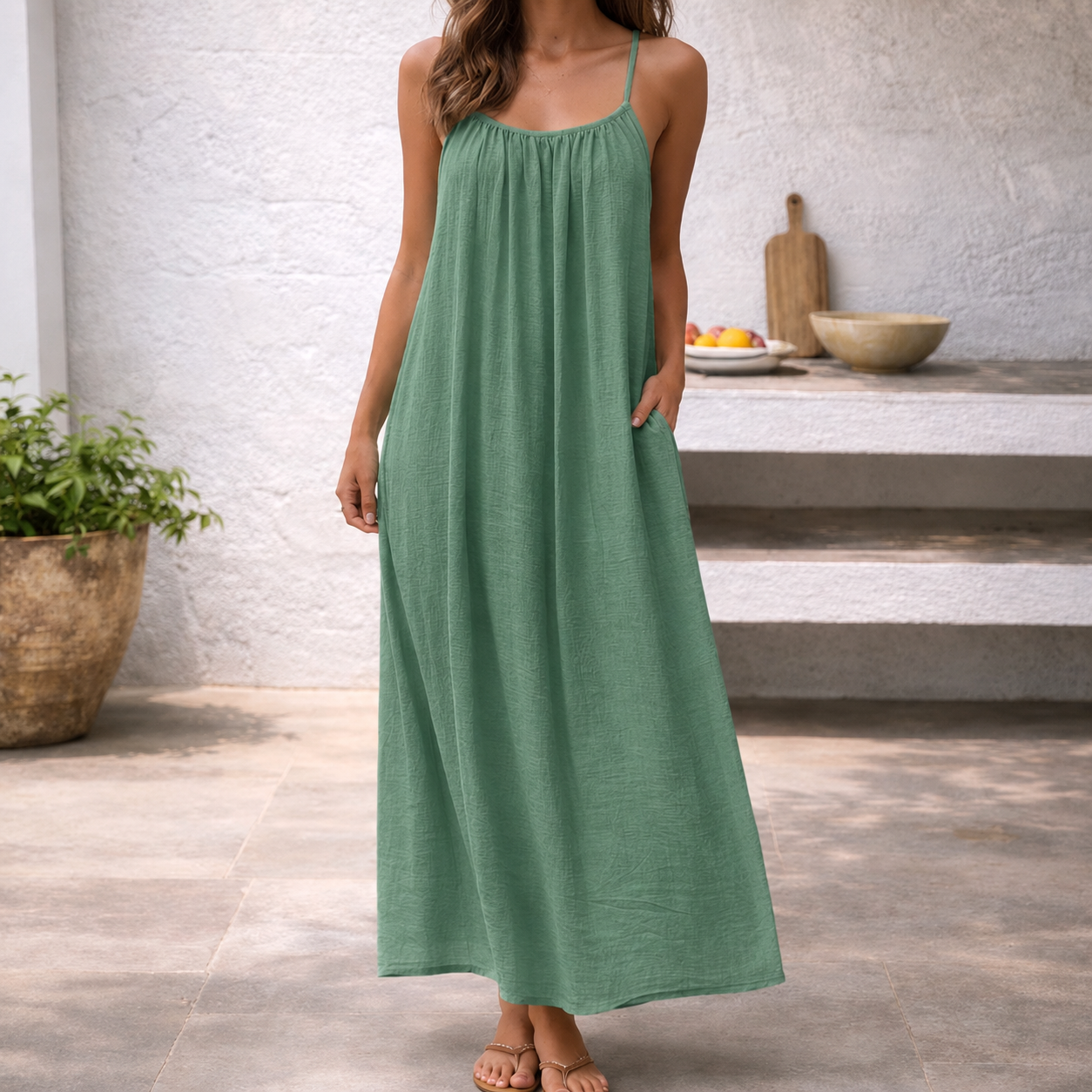 Robe Maxi Dos Nu à Bretelles Réglables pour Femme | Idéale pour les Journées Estivales et les Sorties Décontractées