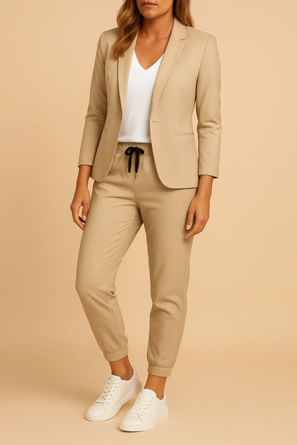 Ensemble Deux Pièces Avec Blazer Ajusté Et Pantalon Jogger Pour Femmes | Idéal Pour Bureau Et Sorties