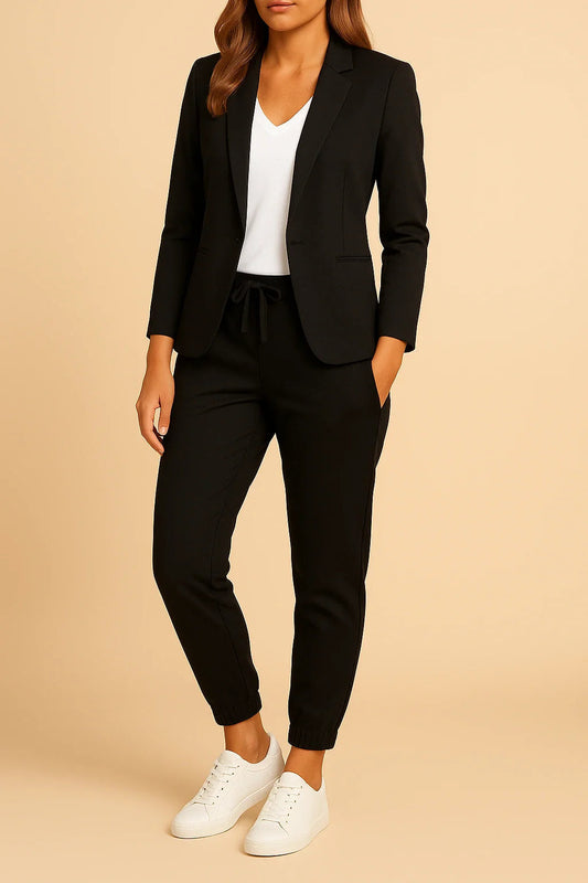 Ensemble Deux Pièces Avec Blazer Ajusté Et Pantalon Jogger Pour Femmes | Idéal Pour Bureau Et Sorties