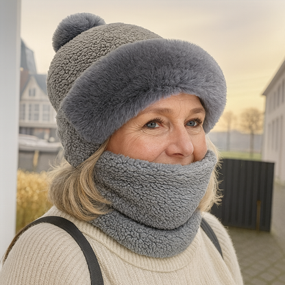 Ensemble Bonnet avec Pompon Et Écharpe Assortie pour Adultes | Idéal pour L’Hiver