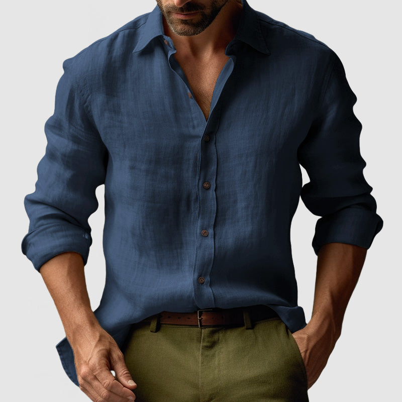 Chemise À Manches Longues Avec Coupe Droite Pour Hommes | Idéale Pour L’Été Et Les Occasions Décontractées