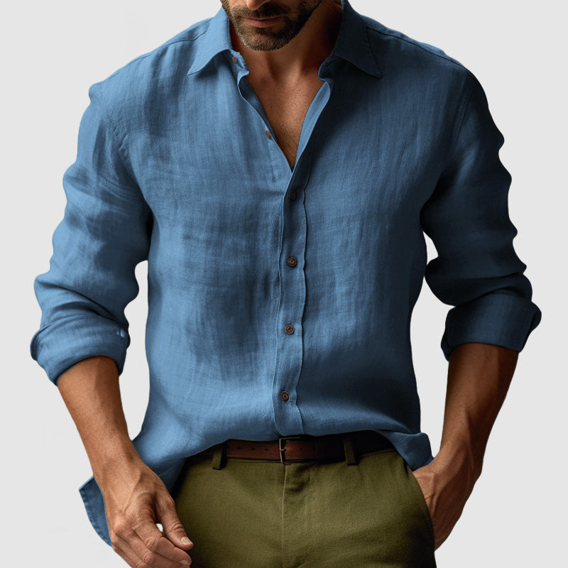 Chemise À Manches Longues Avec Coupe Droite Pour Hommes | Idéale Pour L’Été Et Les Occasions Décontractées
