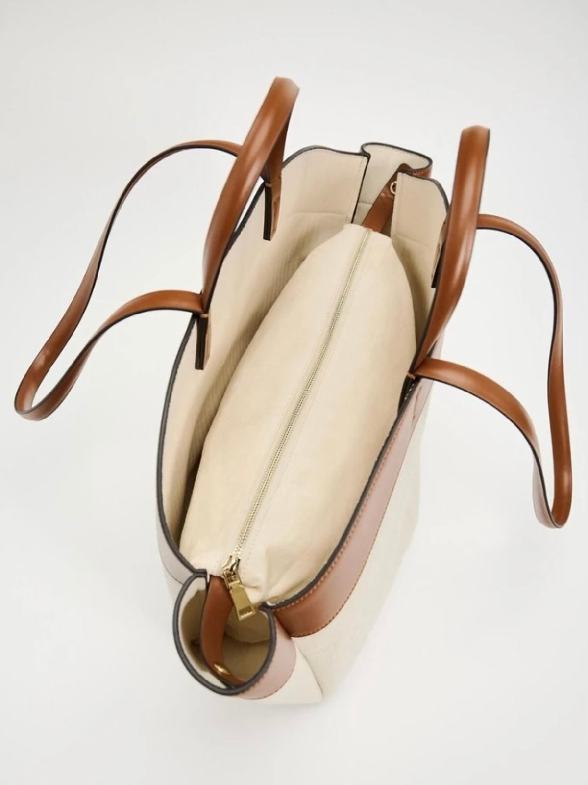 Cabas bicolore avec bandoulière amovible pour femme | Idéal pour le quotidien