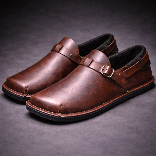Mocassin à boucle réglable et bout carré pour homme | Idéal pour l’automne