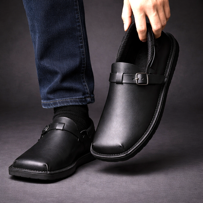Mocassin à boucle réglable et bout carré pour homme | Idéal pour l’automne
