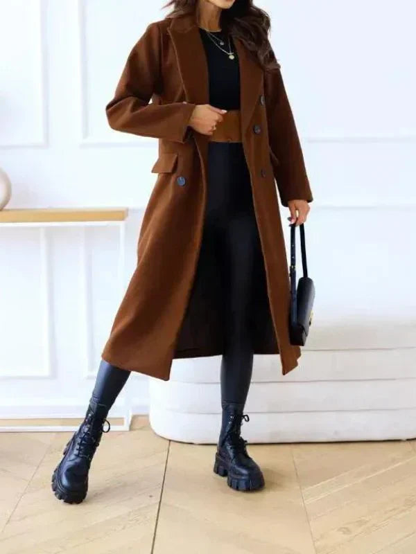 Manteau d’Hiver Long pour Femme avec Coupe Cintrée et Manches Longues | Idéal pour l’Automne et l’Hiver