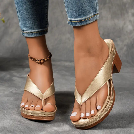 Sandales À Talon À Enfiler Avec Brides Ouvertes Pour Femmes | Idéal Pour Les Occasions Estivales