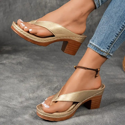 Sandales À Talon À Enfiler Avec Brides Ouvertes Pour Femmes | Idéal Pour Les Occasions Estivales