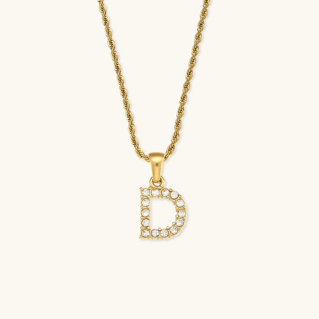Collier initiale en pierres serties pour femmes