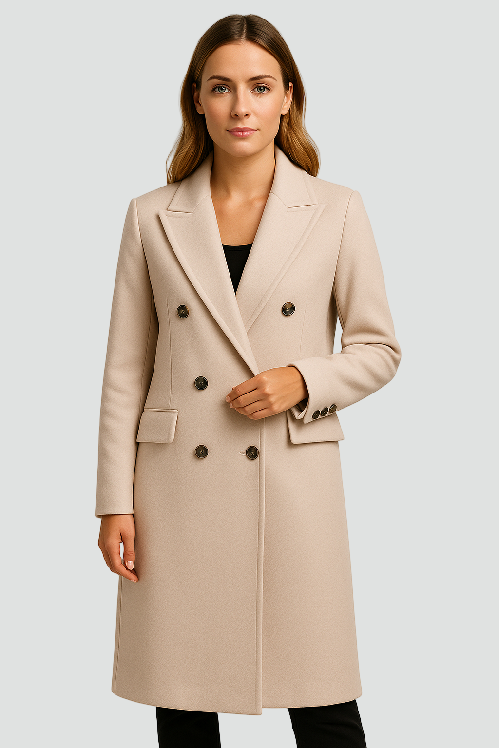 Manteau Long Croisé À Revers Pour Femme | Idéal Pour L'automne Et L'hiver