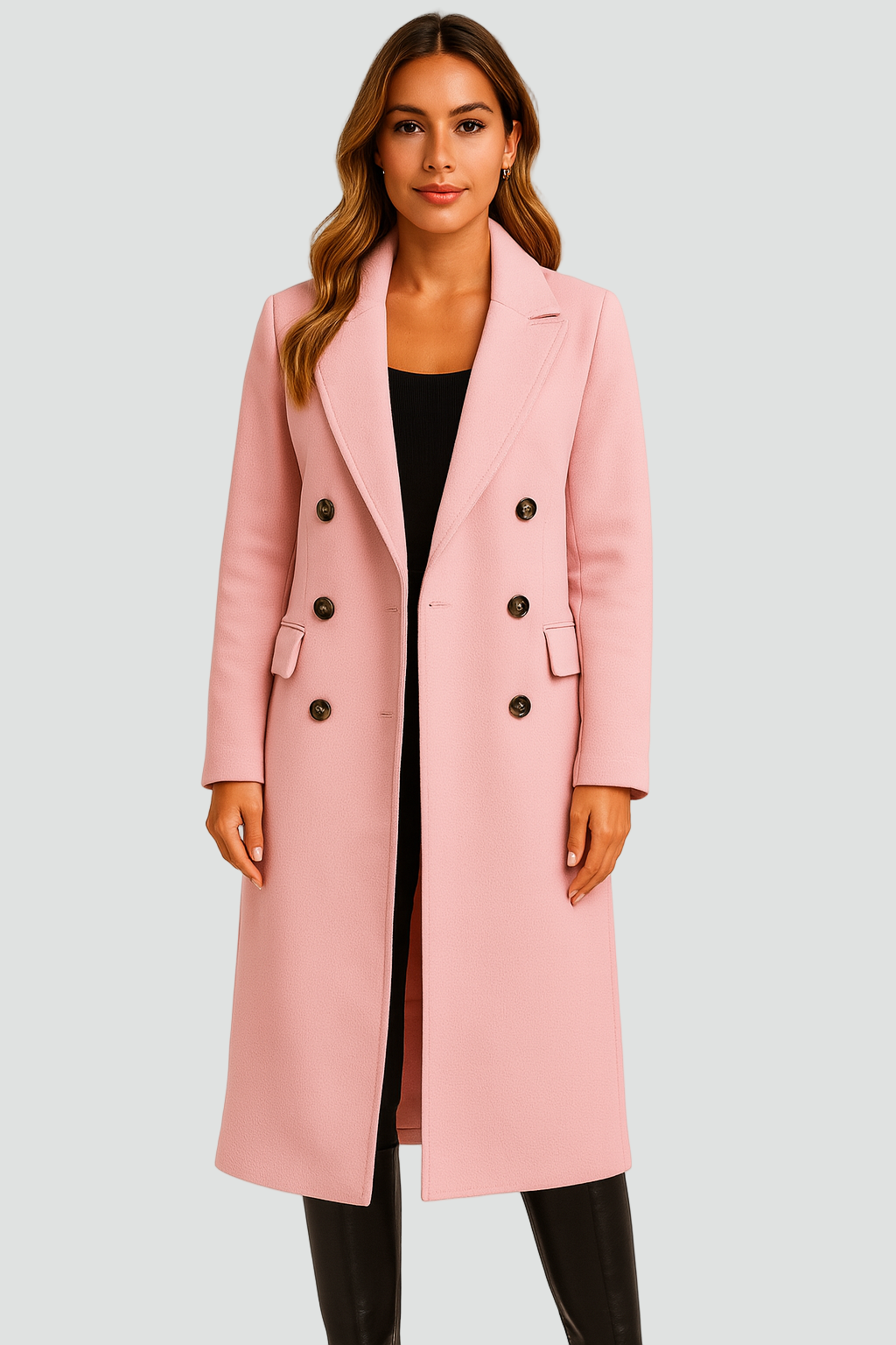Manteau Long Croisé À Revers Pour Femme | Idéal Pour L'automne Et L'hiver