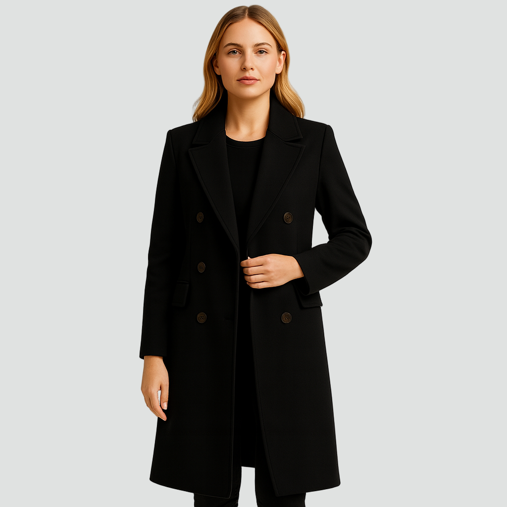 Manteau Long Croisé À Revers Pour Femme | Idéal Pour L'automne Et L'hiver