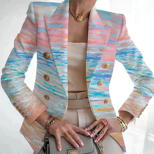 Blazer À Rayures Multicolores Avec Coupe Ajustée Pour Femme | Idéal Pour Les Occasions Quotidiennes
