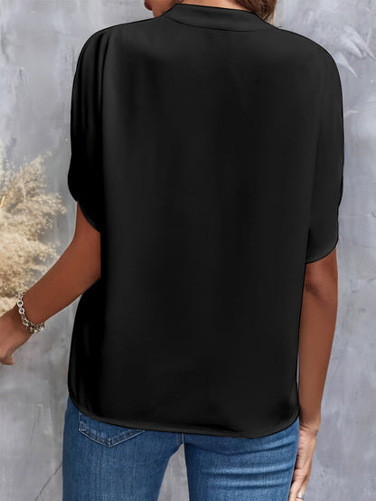 Blouse à Manches Courtes avec Col en V pour Femme | Idéale pour les Journées Chaudes