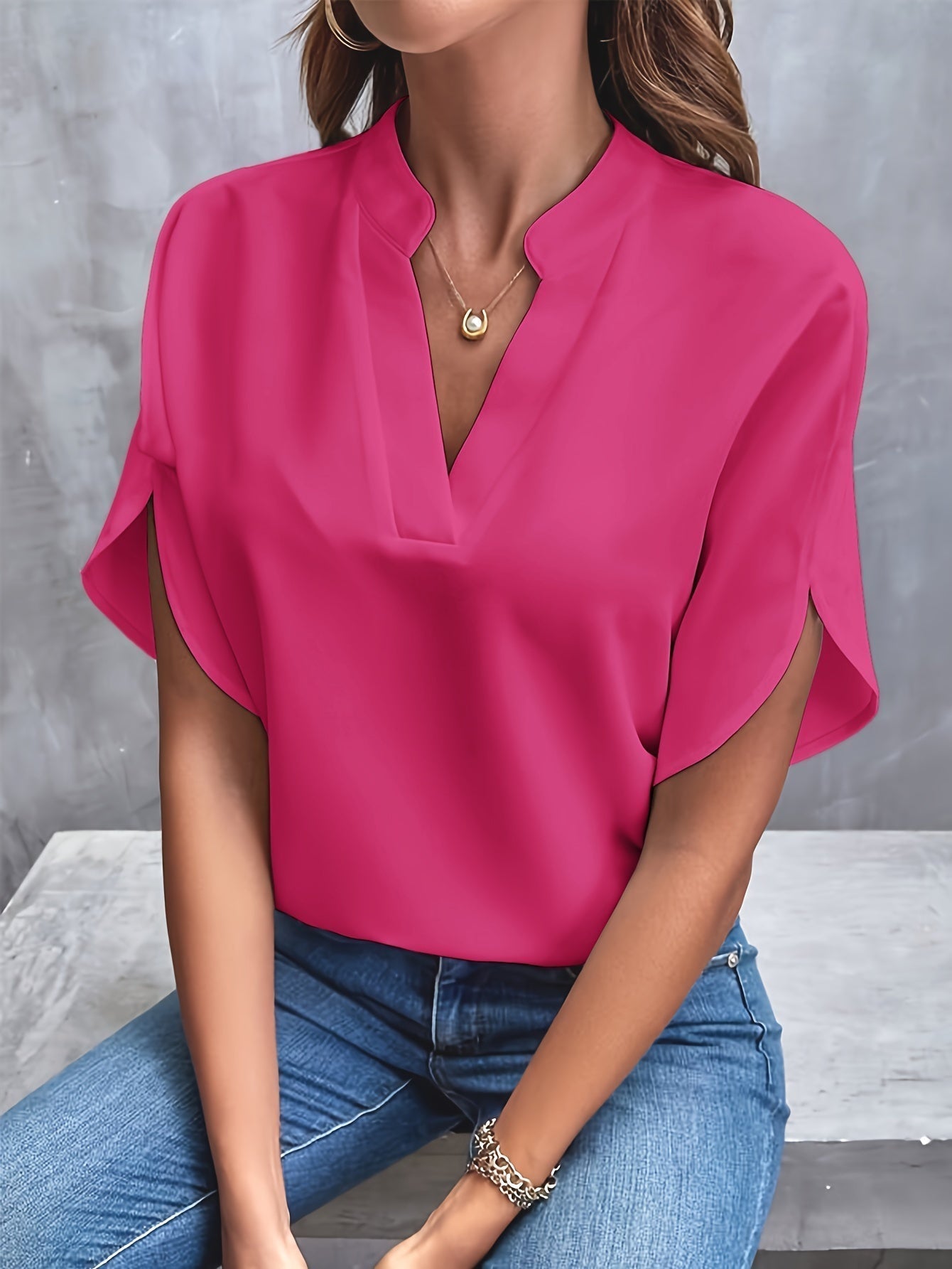 Blouse à Manches Courtes avec Col en V pour Femme | Idéale pour les Journées Chaudes