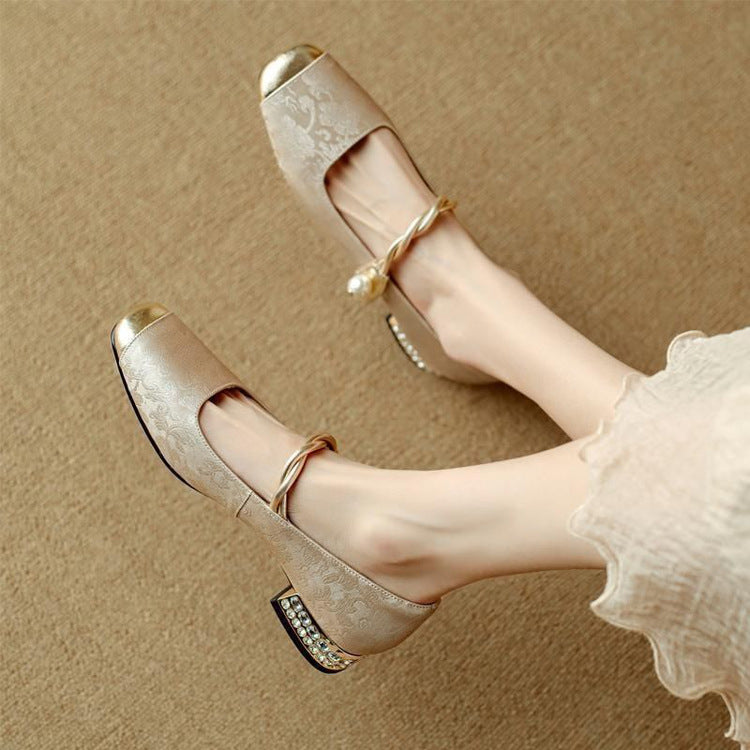 Ballerines à bride avec détail doré pour femme | idéal pour le bureau et les occasions spéciales