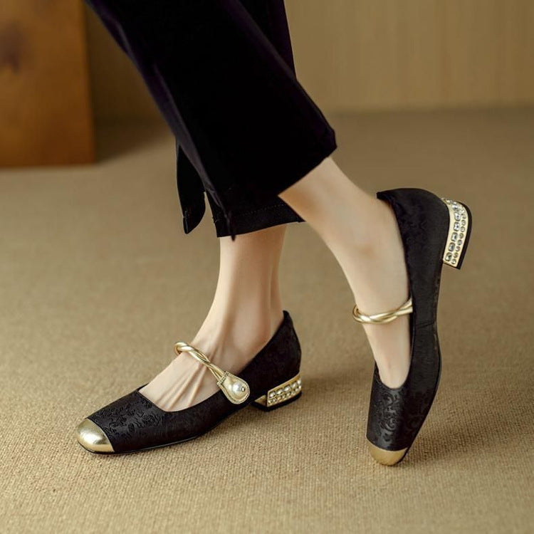 Ballerines à bride avec détail doré pour femme | idéal pour le bureau et les occasions spéciales