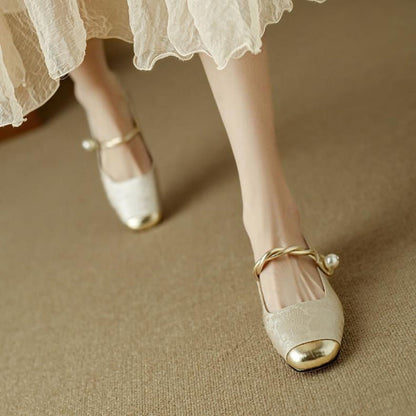Ballerines à bride avec détail doré pour femme | idéal pour le bureau et les occasions spéciales