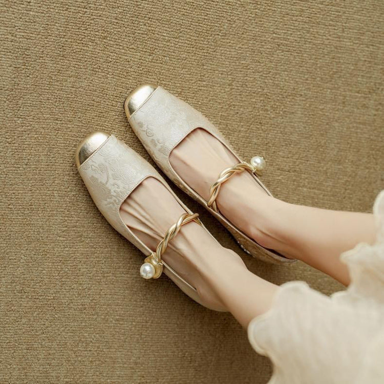 Ballerines à bride avec détail doré pour femme | idéal pour le bureau et les occasions spéciales