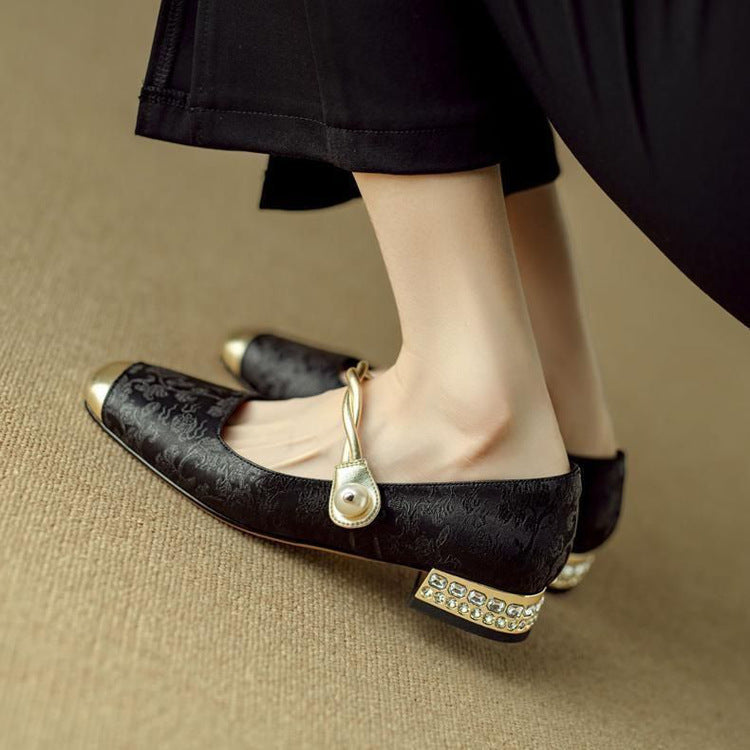 Ballerines à bride avec détail doré pour femme | idéal pour le bureau et les occasions spéciales