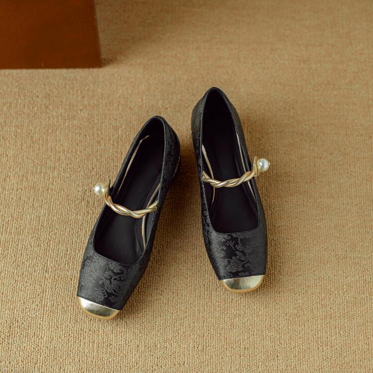 Ballerines à bride avec détail doré pour femme | idéal pour le bureau et les occasions spéciales
