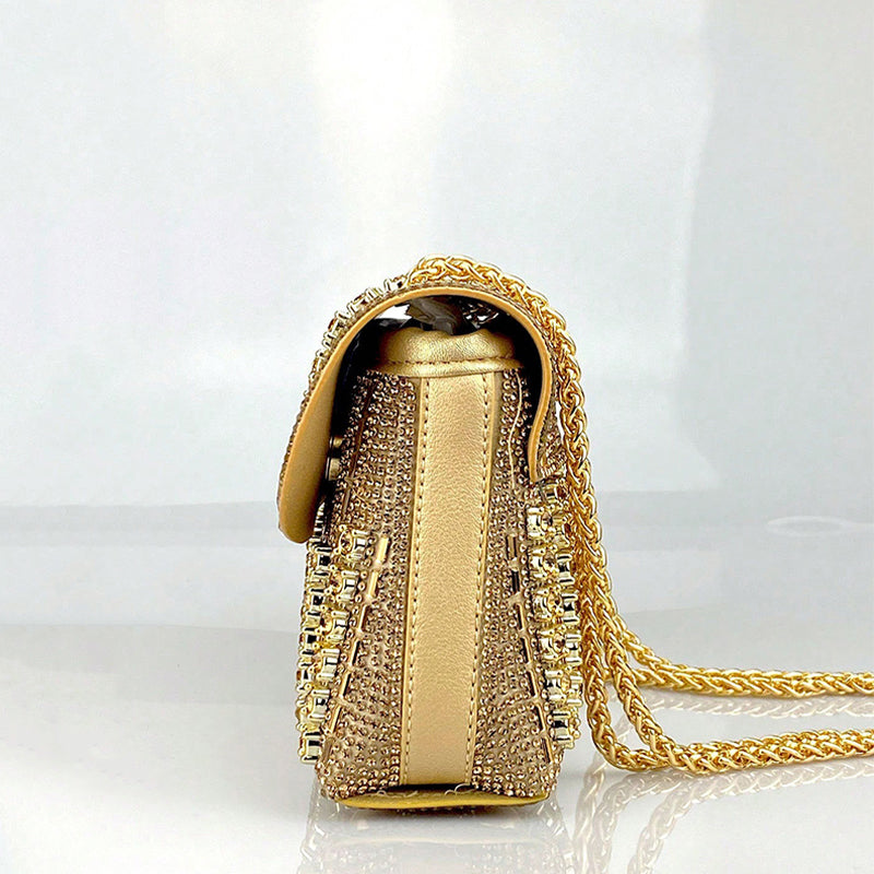Mini Sac avec Strass et Chaîne Dorée pour Femme | Idéal pour les Soirées