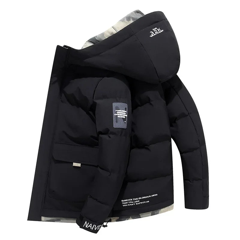 Veste d’Hiver Matelassée avec Capuche Fixe pour Homme | Adaptée à un Usage Quotidien