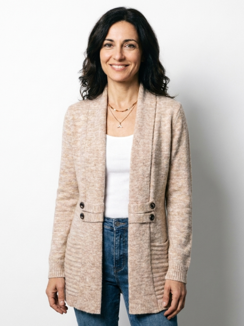 Cardigan long avec détails à boutons pour femmes